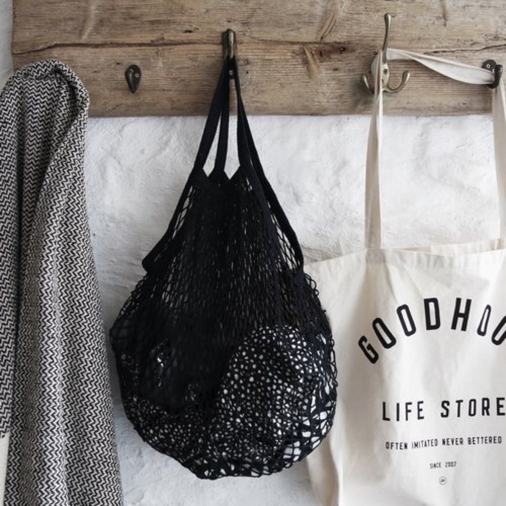 💥 CLEARANCE Cotton Net Short Handle French Market Bag Black